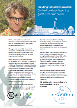Matthew Reyenga-Holborrow - Gilmore Primary School